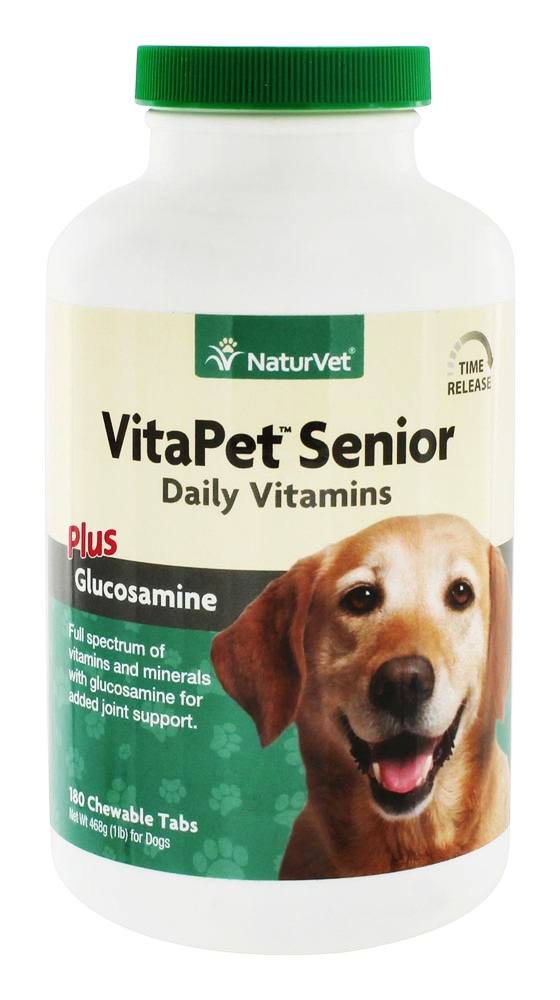 NaturVet - VitaPet Senior Daily Vitamins Plus Glucosamine For Dogs - 180 Chewable Tablets