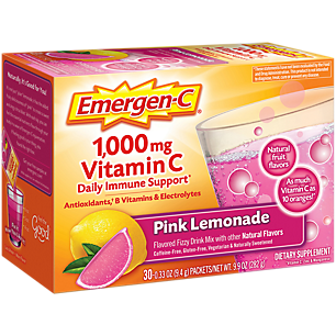 Emergen-C - 1,000 MG Vitamin C with B Vitamins & Electrolytes - Pink Lemonade (30 Single Serving Packets)