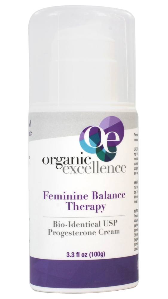 Organic Excellence - Feminine Balance Therapy Bio-Identical USP Progesterone Cream Pump - 3.3 fl. oz.