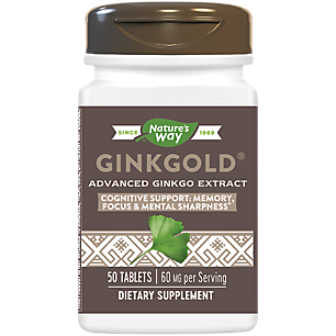 Ginkgold for Improved Mental Sharpness, Memory & Focus - 60 MG Per Serving (50 Tablets)