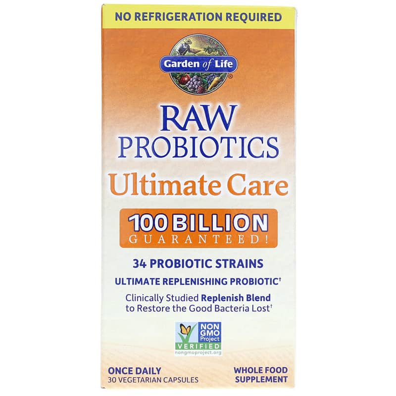 Garden of Life Raw Probiotics Ultimate Care 100 Billion Shelf-Stable 30 Veg Capsules