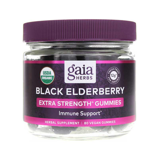Gaia Herbs Black Elderberry Extra Strength Gummies 80 Gummies
