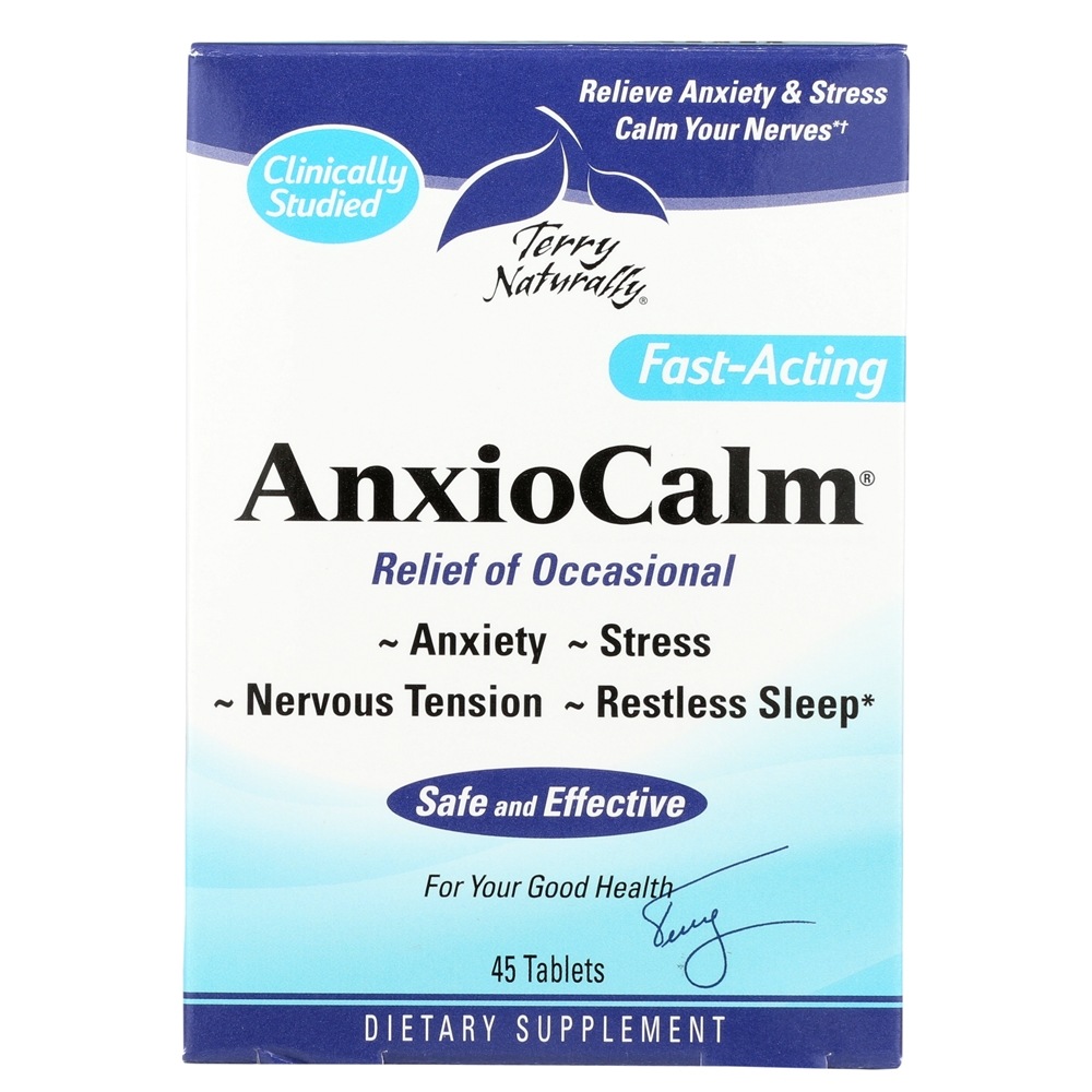 EuroPharma - Terry Naturally AnxioCalm - 45 Tablets Formerly AnxioFit-1 Fast-Acting Anxiety Relief