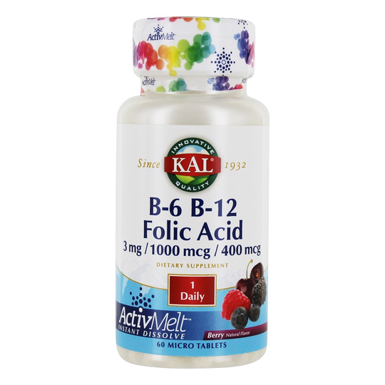 Kal - B6 B12 & Folic Acid ActivMelt Natural Berry Flavor - 60 Micro Tablets