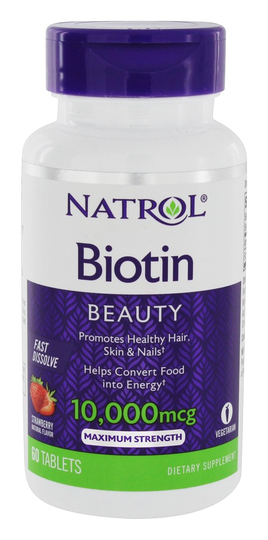 Natrol - Biotin Beauty Fast Dissolve Maximum Strength Hair Skin Nail Support Strawberry 10000 mcg. - 60 Tablets