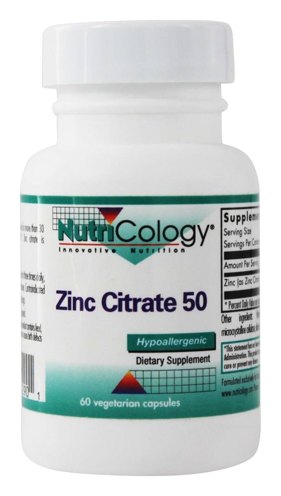 Nutricology - Zinc Citrate 50 mg. - 60 Vegetarian Capsules