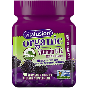 Organic Vitamin B-12 - 3,000 MCG - Black Raspberry (90 Vegetarian Gummies)