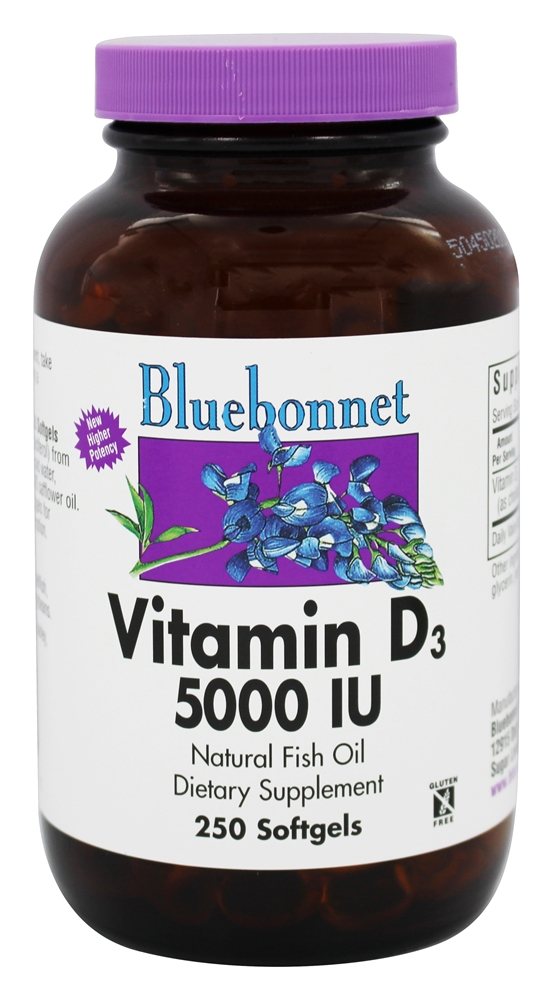 Bluebonnet Nutrition - Vitamin D3 5000 IU - 250 Softgels