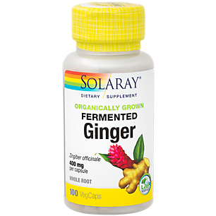 Organically Grown Fermented Ginger - 400 MG (100 Vegetable Capsules)