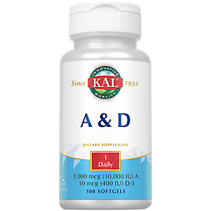 Vitamin A & D - Natural Source - 10,000 IU A / 400 IU D (100 Softgels)