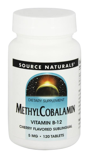 Source Naturals - MethylCobalamin Vitamin B12 Cherry Flavor 5 mg. - 120 Tablets