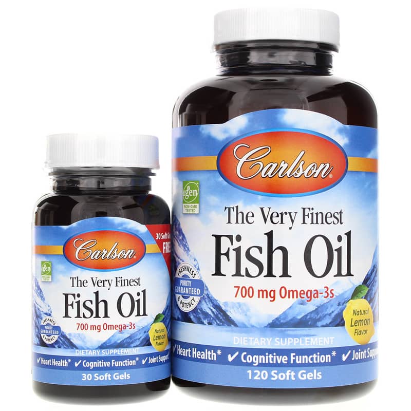Carlson Labs The Very Finest Fish Oil Softgels Bonus Pack Lemon 120 Softgels