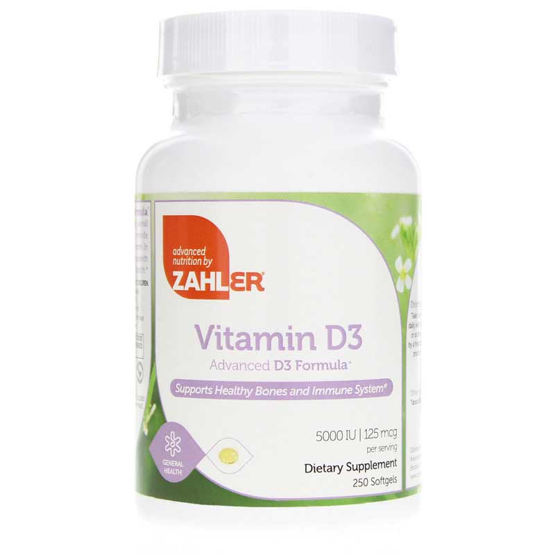 Zahler Vitamin D3 5000 IU (125mcg) 250 Softgels
