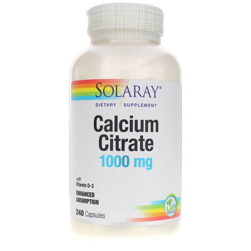Solaray Calcium Citrate 1,000 Mg plus Vitamin D-3 240 Capsules