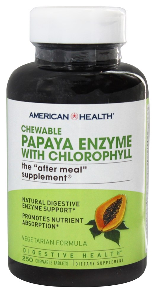 American Health - Papaya Enzyme With Chlorophyll Chewable - 250 Chewable Tablets