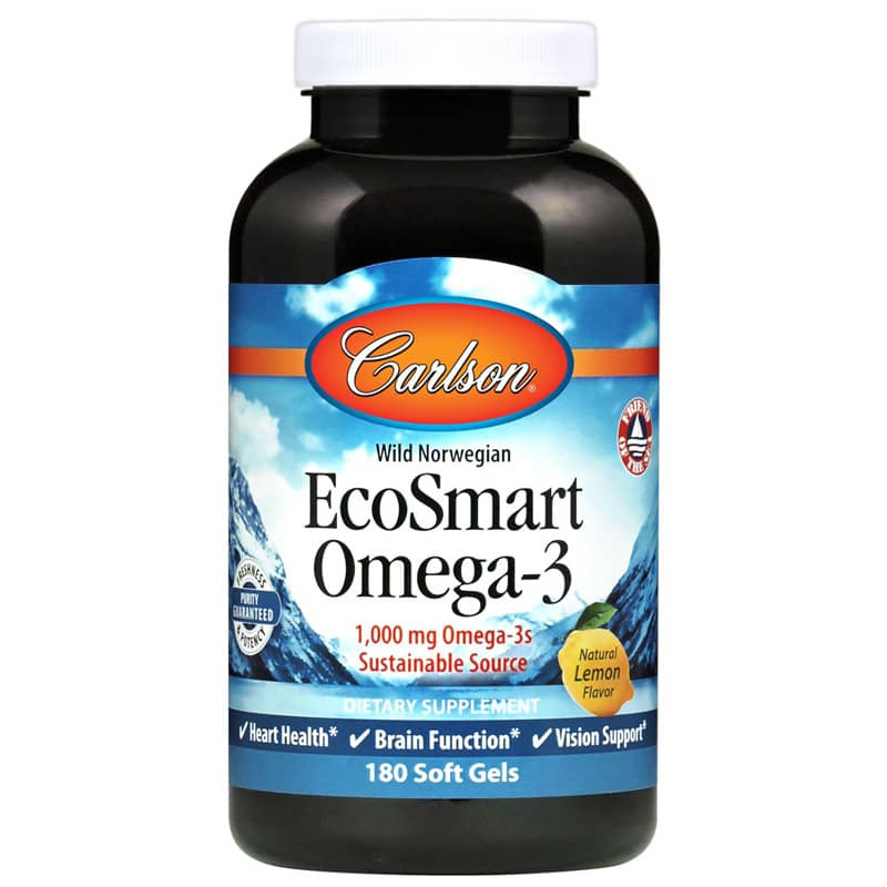 Carlson Labs EcoSmart Omega-3 with Natural Lemon Flavor 180 Softgels
