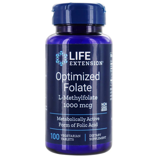 Life Extension - Optimized Folate L-Methylfolate 1000 mcg. - 100 Vegetarian Tablets