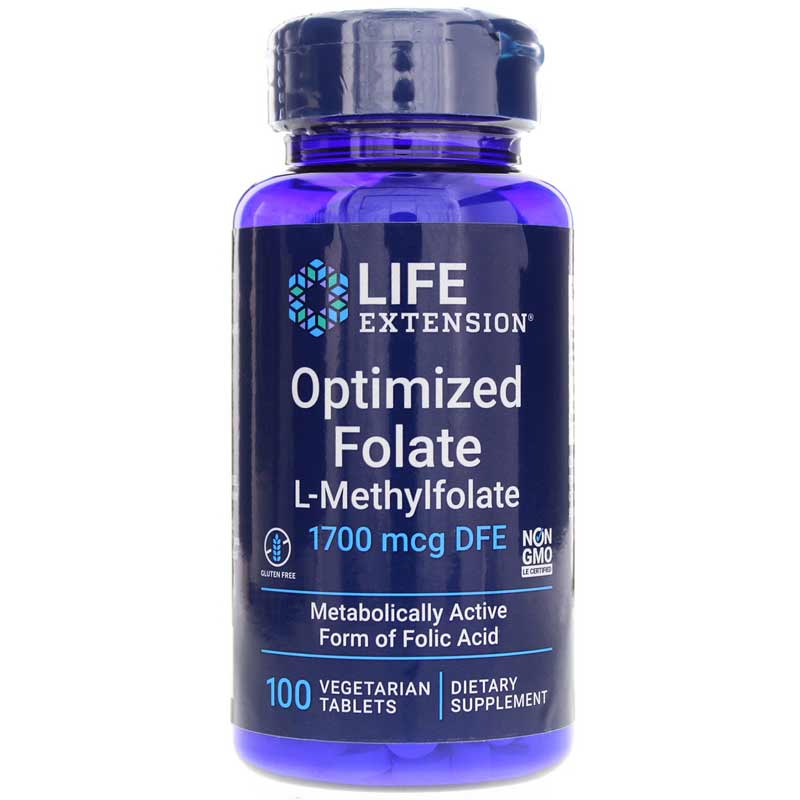 Life Extension Optimized Folate L-Methylfolate 100 Veg Tablets