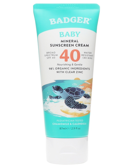 Badger - Baby Mineral Sunscreen Cream Chamomile & Calendula 40 SPF - 2.9 oz.