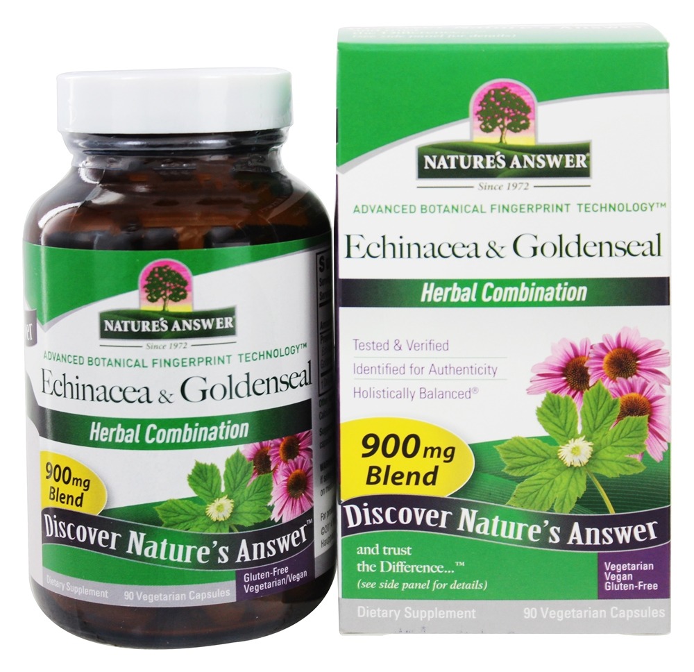 Nature's Answer - Echinacea Herb and Root & Goldenseal Root Herbal Blend - 90 Vegetarian Capsules