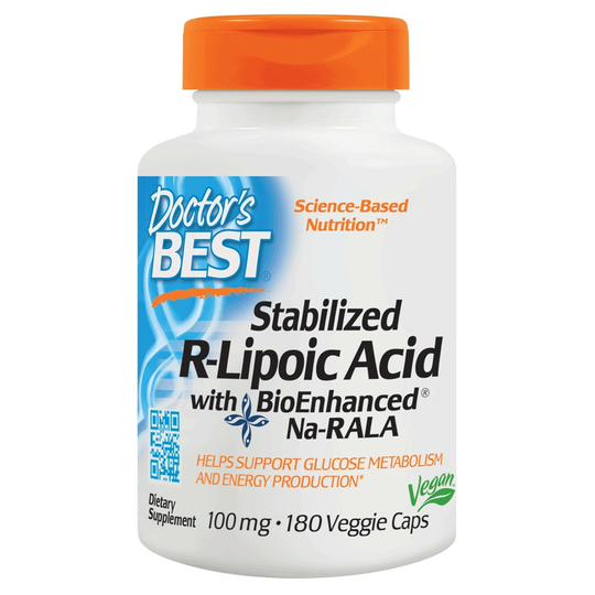 Doctor's Best - Stabilized R-Lipoic Acid with BioEnhanced Na-RALA 100 mg. - 180 Vegetarian Capsules