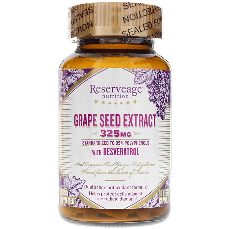 Reserveage Nutrition Grape Seed Extract 325 Mg 60 Veg Capsules