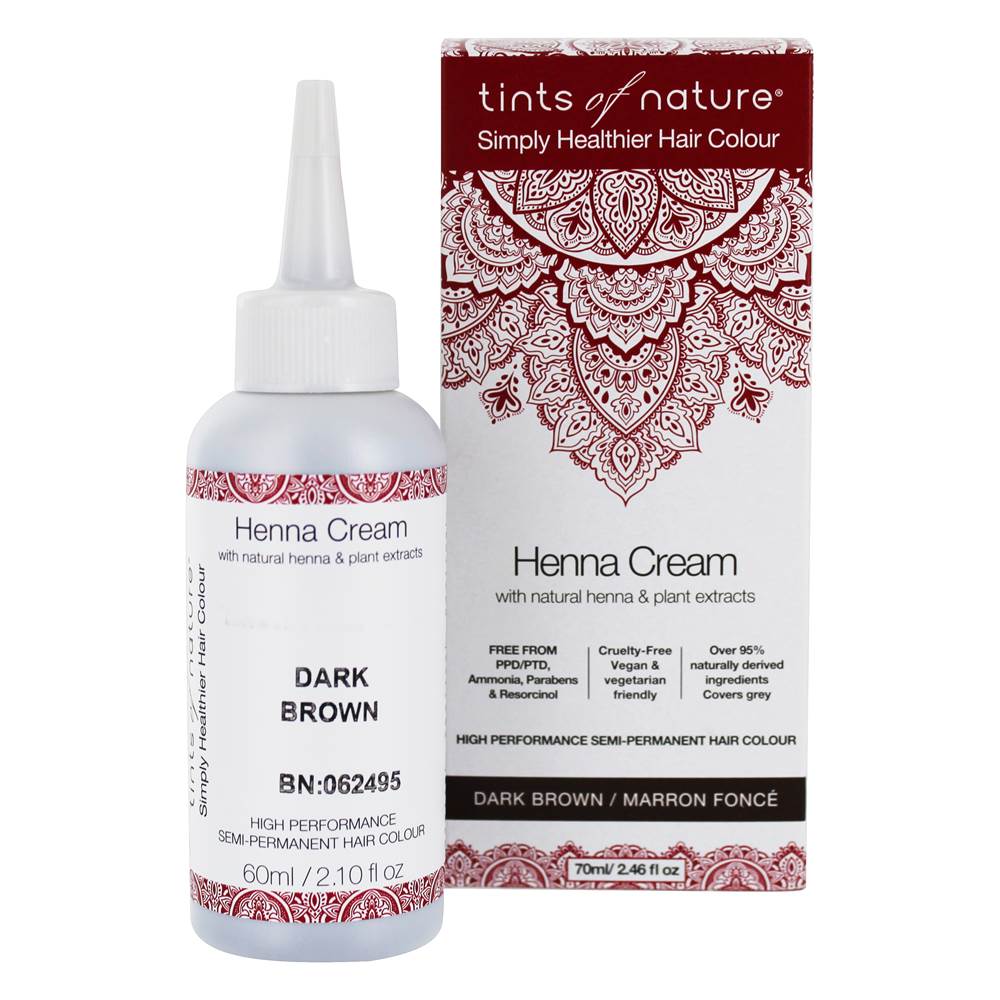 Tints Of Nature - Henna Cream Hair Coloring Dark Brown - 2.46 fl. oz.