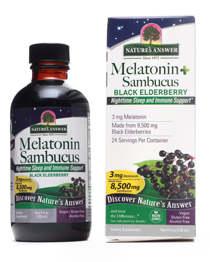Nature's Answer - Melatonin Sambucus Black Elderberry 3 mg. - 4 fl. oz.