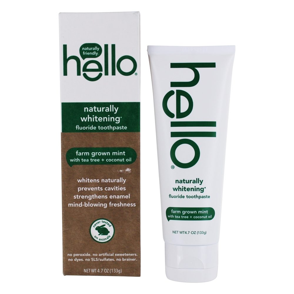 Hello Products - Naturally Whitening Fluoride Toothpaste Farm Grown Mint - 4.7 oz.