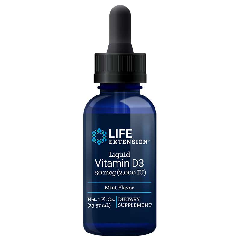 Life Extension Vitamin D3 50 Mcg (2000 IU) Liquid Mint 1 Oz