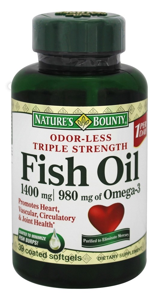 Nature's Bounty - Odor-Less Triple Strength Fish Oil 1400 mg. - 39 Coated Softgels