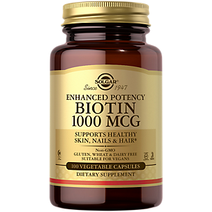 Enhanced Potency Biotin for Hair, Skin & Nails - 1,000 MCG (100 Vegetarian Capsules)