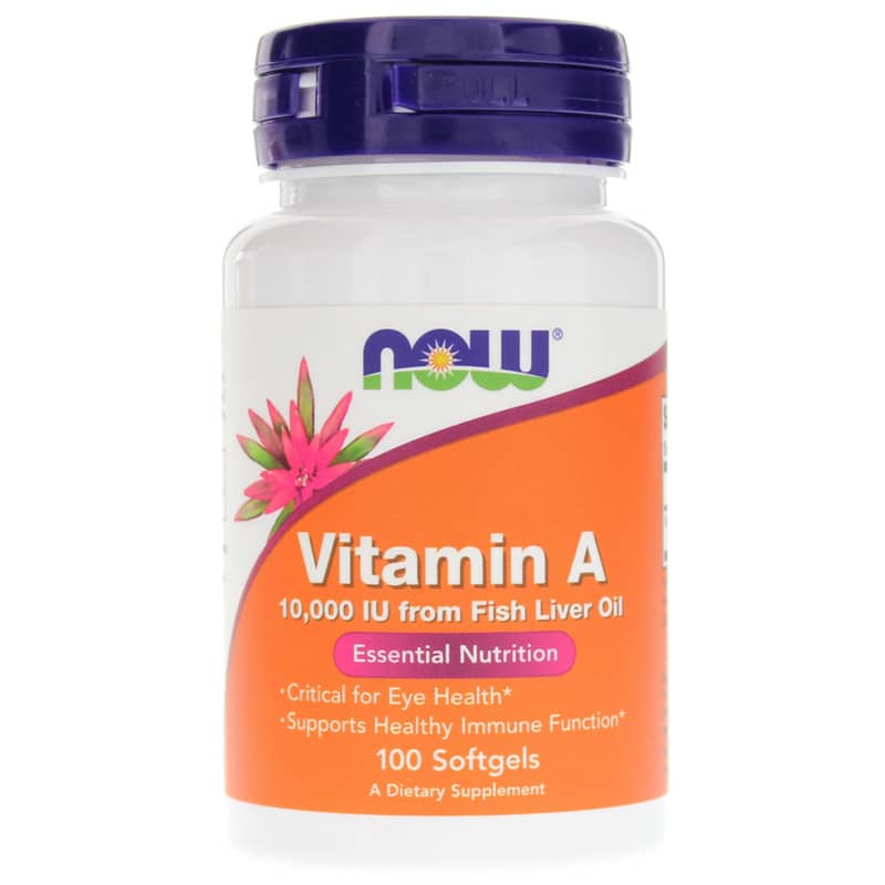 NOW Foods Vitamin A 10,000 IU from Fish Liver Oil 100 Softgels