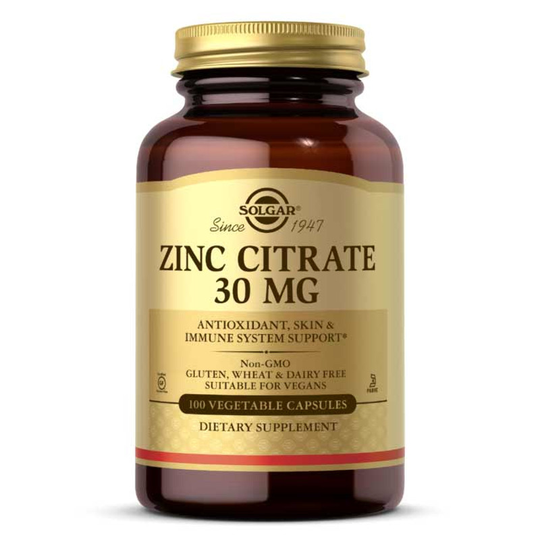 Solgar Zinc Citrate 30 Mg 100 Veg Capsules