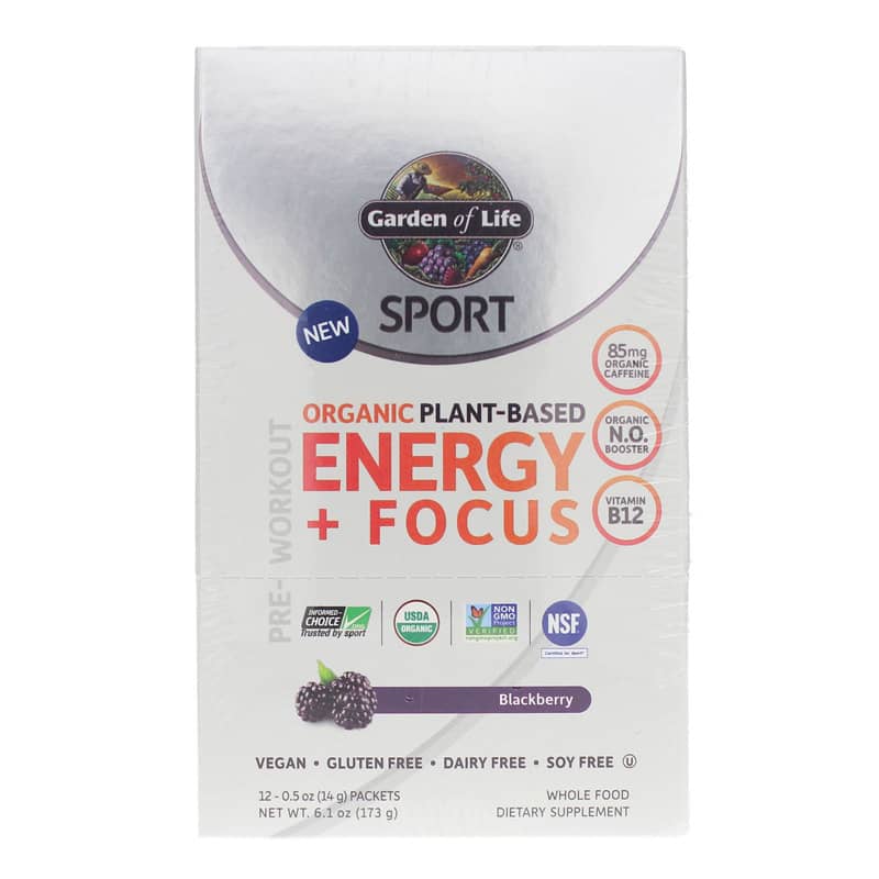 Garden of Life Sport Organic Plant-Based Energy + Focus Blackberry 12 Packets