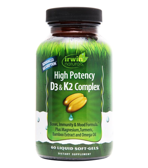 Irwin Naturals - High Potency D3 & K2 Complex - 60 Liquid Softgels