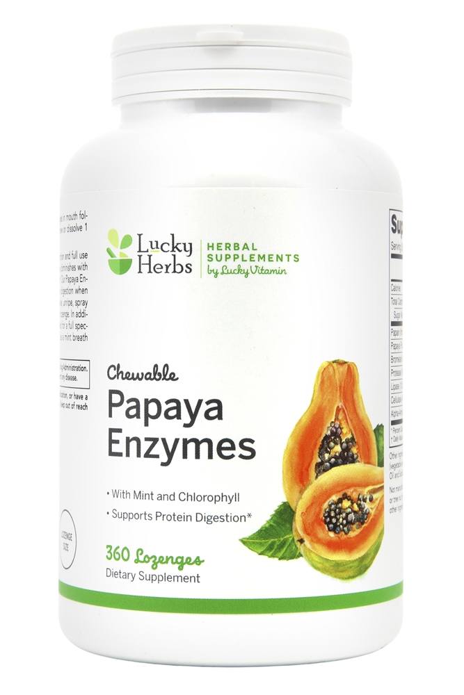 LuckyHerbs - Papaya Enzymes - 360 Chewable Tablets