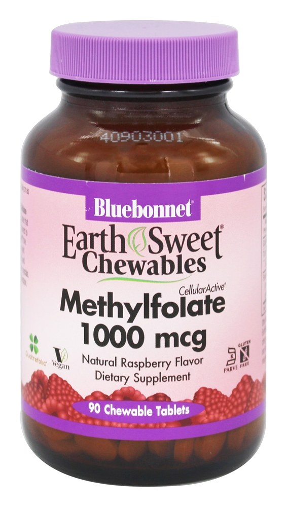 Bluebonnet Nutrition - EarthSweet Chewables Methylfolate 1000 mcg. - 90 Chewable Tablets