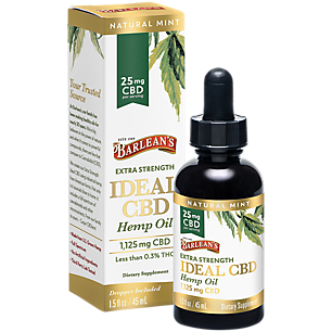 CBD Hemp Extract Oil - Extra Strength - 25 MG Per Serving - Natural Mint (1.5 fl ozs)