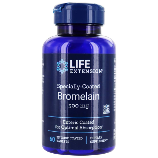 Life Extension - Specially Coated Bromelain 500 mg. - 60 Enteric-Coated Tablets