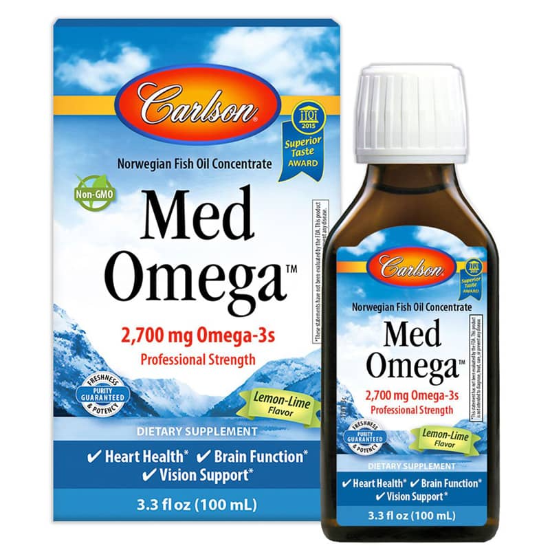 Carlson Labs Med Omega 2700 Mg Omega-3s with Natural Lemon-Lime Flavor 3.3 Oz