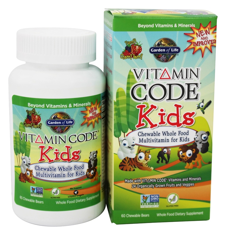 Garden of Life - Vitamin Code Kids Whole Food Multivitamin Cherry Berry - 60 Chewables