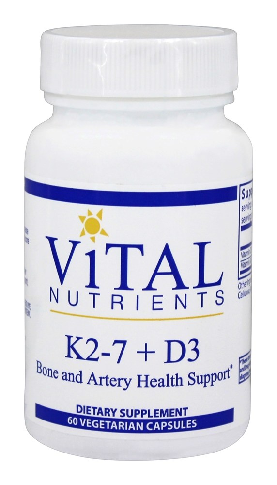 Vital Nutrients - Vitamin K2-7 D3 - 60 Vegetarian Capsules