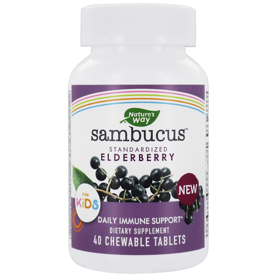 Nature's Way - Sambucus Standardized Elderberry Daily Immune Support for Kids - 40 Chewable Tablets