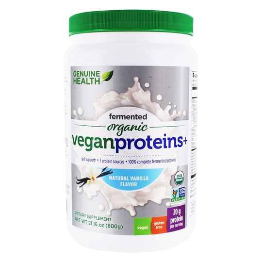 Genuine Health - Fermented Organic Vegan Proteins Powder Natural Vanilla - 21.16 oz.