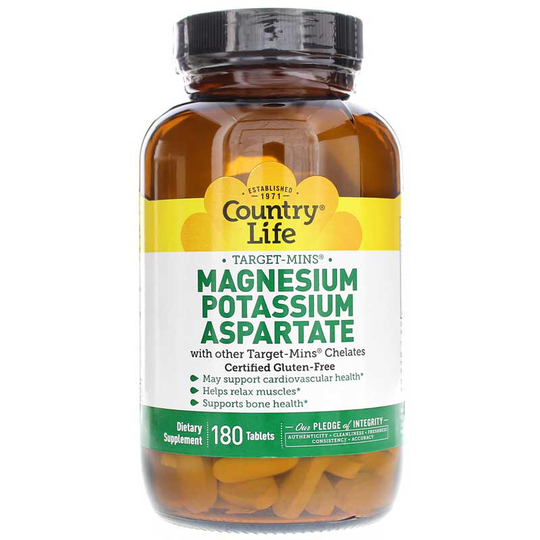 Country Life Magnesium Potassium Aspartate 180 Tablets