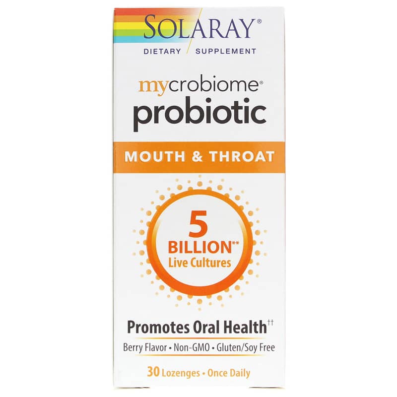 Solaray Mycrobiome Probiotic 5 Billion Cfu, Mouth & Throat Formula 30 Lozenges