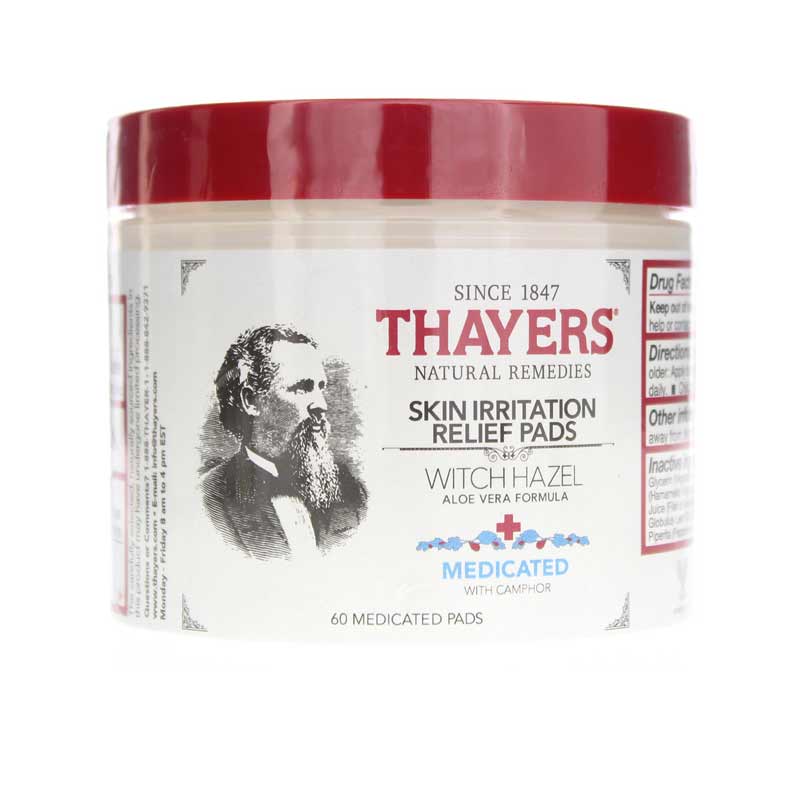 Thayers Skin Irritation Relief Pads Witch Hazel 60 Pads