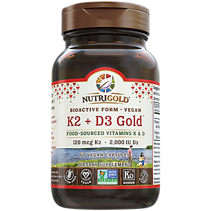 Vitamin K2 + D3 Gold - 80 mcg K2 + 2,000 IU D3 - Supports Bone & Immunity (60 Liquid Vegetarian Capsules)