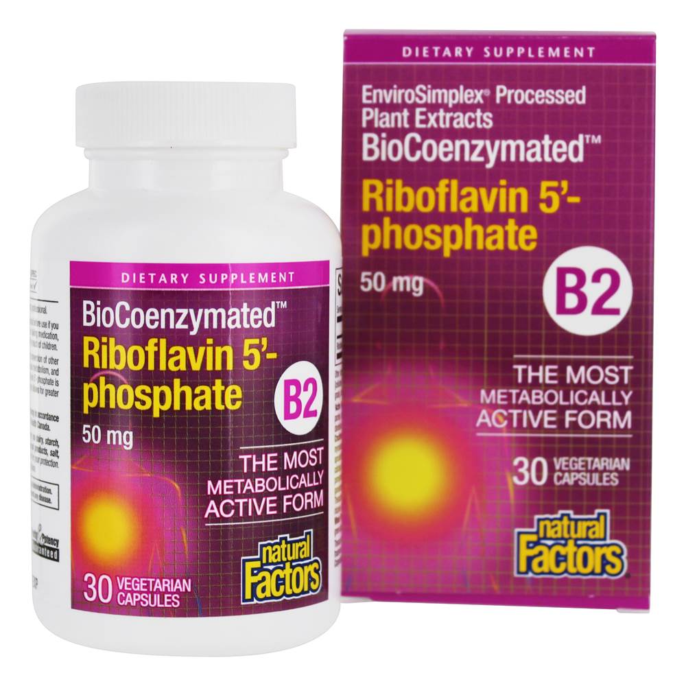 Natural Factors - BioCoenzymated Vitamin B2 Riboflavin 5'-Phosphate 50 mg. - 30 Vegetarian Capsules